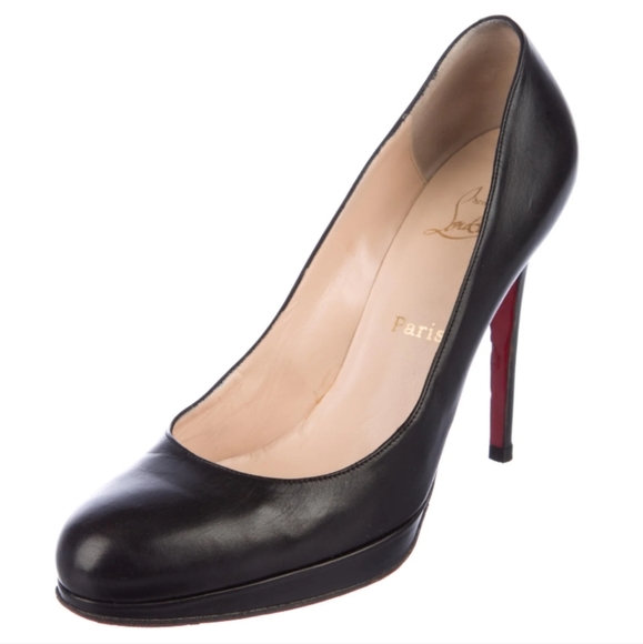 Black Christian Louboutin Leather Pumps sz 10.5/ IT 40.5 (more like a 9 to9.5) - Picture 4 of 6